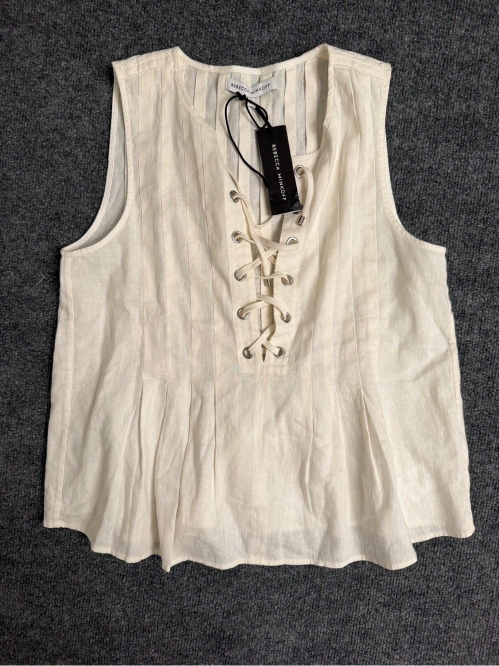 Rebecca Minkoff Ivory Lace-Up Sleeveless Tank